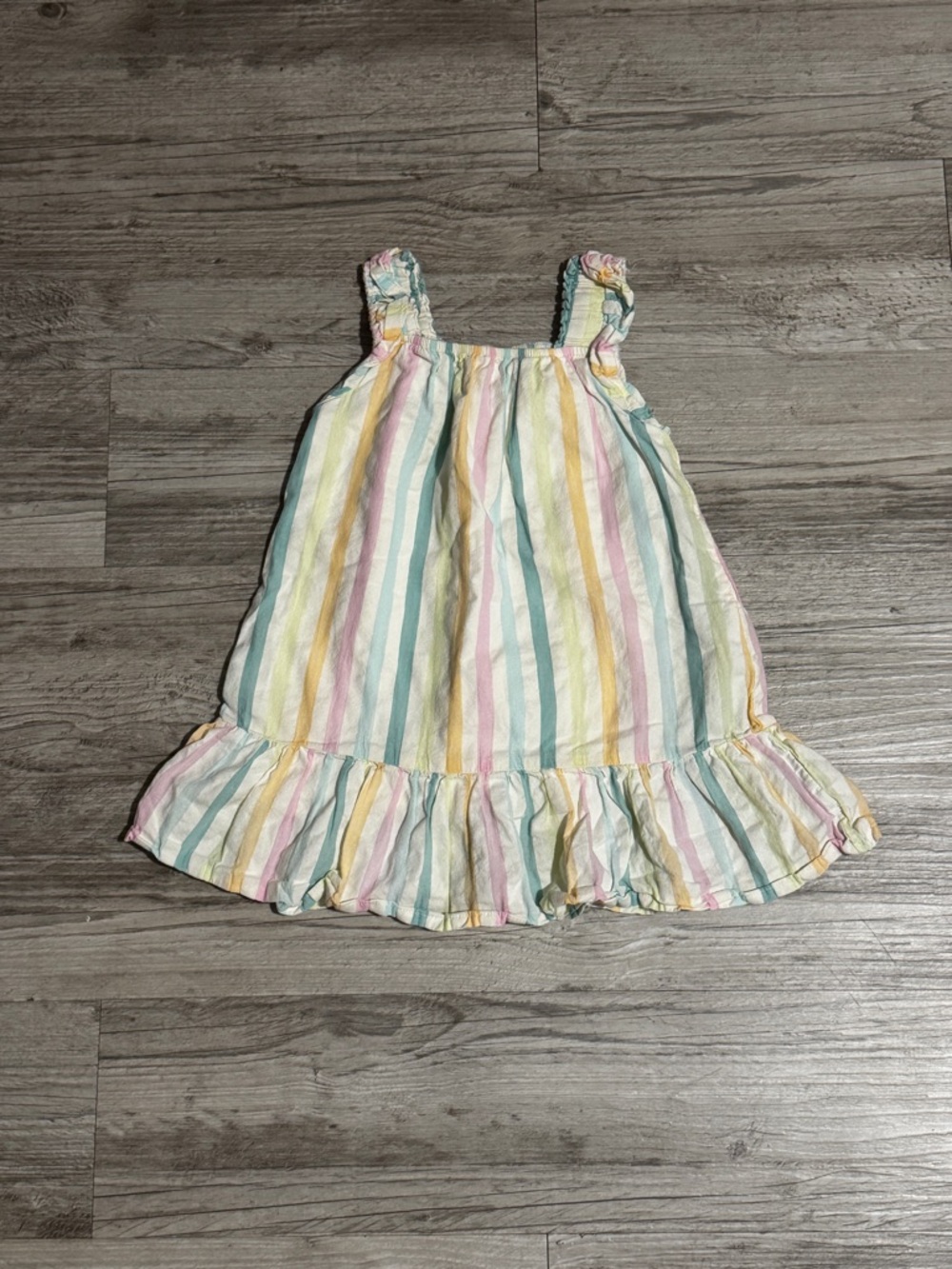 wonder nation Pastel Stripe Ruffle-Hem Dress - Pink, Yellow, Blue, Green